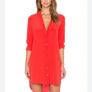 XS 100% SILK EQUIPMENT NWOT Vibrant Red Mini Dress